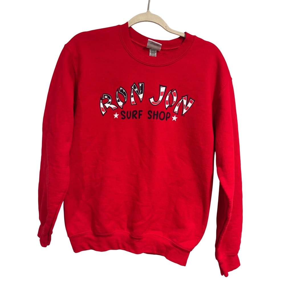 Ron Jon Surf Shop Sweatshirt Red Stars Stripes Logo Crewneck Small